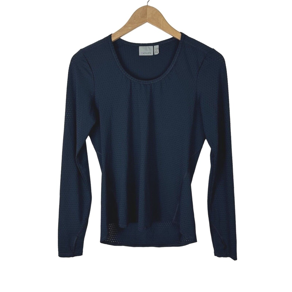 Athleta Mesh Scoop Neck Pullover Shirt Womens Size S Blue Pullover Athletic Gym